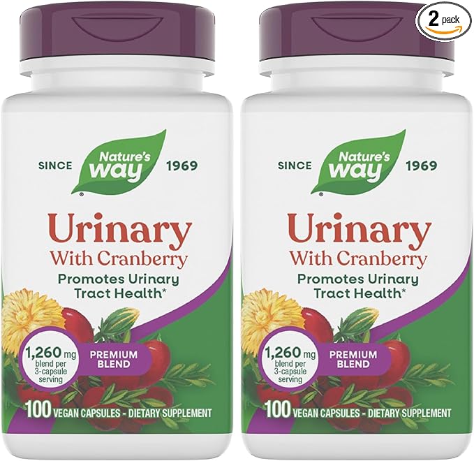 Nature's Way Premium Blend Urinary with Cranberry, 1,260 mg per Serving, 100 Caps (Pack of 2)