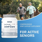 NYO3 Glucosamine 1500mg with Chondroitin MSM 120 Capsules Collagen Peptide | Joint Support Supplement, 30 Day Supply Joint Health (Products Nearing Expiration)