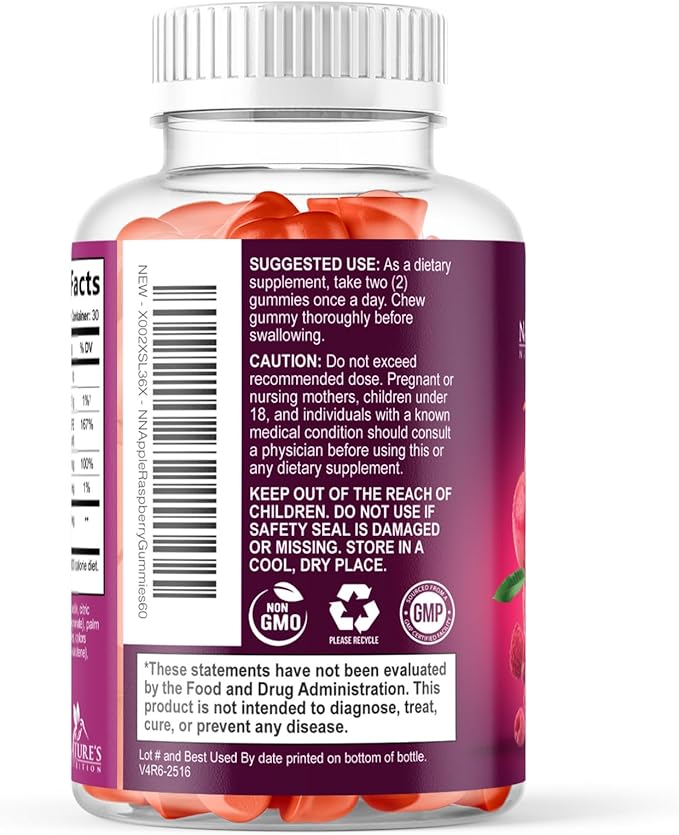 Apple Cider Vinegar Gummies 1000mg per Serving - Sugar Free Max Strength ACV Gummy Vitamins Supplement, Advanced Formula, Vitamin B12 Supports Metabolism & Energy, Keto Friendly, Vegan, 60 Gummies