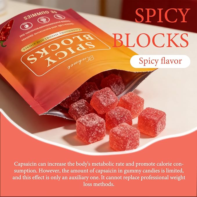 Spicy Blocks for Couples - Peach Flavor Intimacy Gummies, with Maca and Traditional Botanicals, Romantic Mood Enhancer for Women & Men (1)