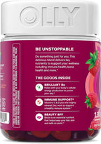 OLLY Women's Daily Multivitamin Gummy, Vitamins A, D, C, E, Biotin, Folic Acid, Adult Chewable Vitamin, Berry Flavor, 65 Day Supply - 130 Count