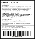 Vitamin D 4000 IU Tablets by Daewoong, High Potency Vitamin D3 Supplement for Daily Support, Easy-to-Swallow Mini Tablets, 30-Day Supply, Non-GMO, Gluten-Free, Made in Korea