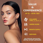 Zammex Multi Collagen Protein Powder, Type I & III & V & X, Hydrolyzed Collagen Peptides for Women & Men, Supports Hair and Skin, Gut Health, 41 Servings, Chocolate