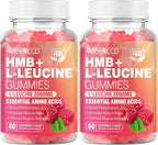 MEENCCD 2 Pack HMB and L-Leucine Gummies, HMB and Leucine Amino Acid for Muscle Growth, Muscle Maintenance, and Muscle Function, for Men & Women, Sugar-Free, Raspberry Flavor, 120 Count