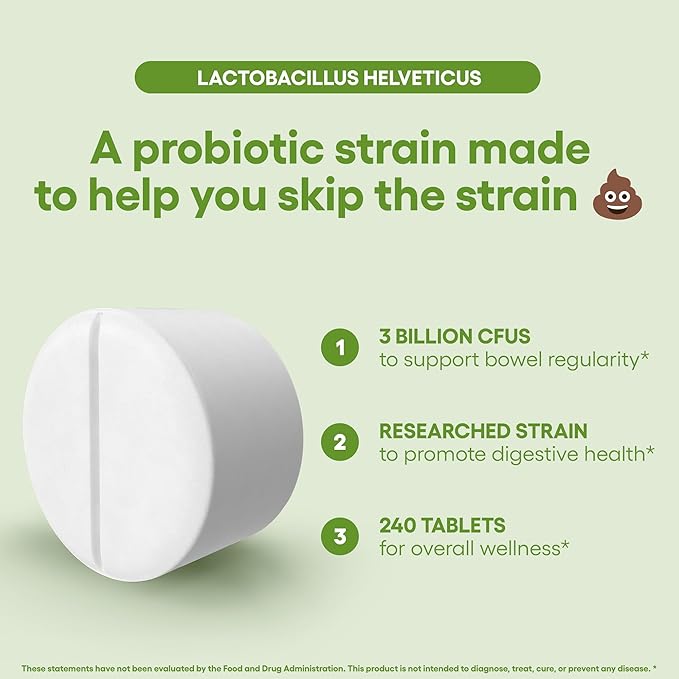 Lactobacillus Helveticus Probiotic Supplement 240 Tablets 3 Billion CFU Probiotics for Men & Women Supports Intestinal Digestive & Gut Health (240, Lactobacillus Helveticus)