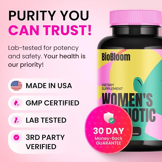 SonoHealth BioBloom Vaginal Probiotics for Women | pH Balance with Prebiotics & Lactobacillus Probiotic Blend Women's Vaginal Health Supplement | Promote Healthy Vaginal Odor & Flora (30 Servings)