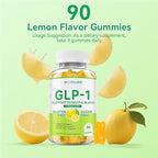 GLP-1 Support Probiotic Blend Gummies 90 Count, with Berberine, Cinnamon, Zinc, Inulin, 1 Billion CFU, 5 Probiotic Strains-1500mg Glp1 Support Blend Supplements, Gut Health, Digestive Wellness, Lemon