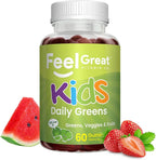 Feel Great Super Green Gummies for Kids (2 Pack) | Fruit and Vegetable Gummies | Vegan Veggie Gummy Multivitamin for Kids | Veggie Fiber Supplement | 60 Count