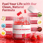 2 Pack Potassium Magnesium Gummies, Sugar Free Potassium Supplement Magnesium Glycinate 500mg, Ashwagandha, Vitamins D3, C, B6, Calcium & Zinc for Sleep, Leg Cramps & Muscle Relaxation-120 Count