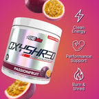 EHP Labs OxyShred Pre Workout Powder & Shredding Supplement - Preworkout Powder with L Glutamine & Acetyl L Carnitine, Energy Boost Drink - Passionfruit, 60 Servings