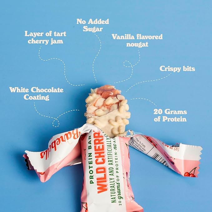 Barebells Protein Bars Wild Cherry - 12 Count, Pack of 2 - 1.9oz Bars - Protein Snacks with 20g of High Protein - White Chocolate Protein Bar with 1g of Total Sugars - On The Go Protein Snack & Breakfast Bars