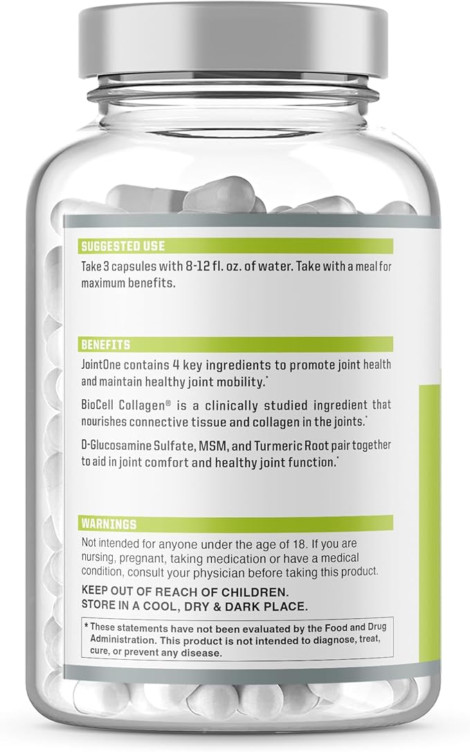 JointOne Joint Support by NutraOne - Joint Supplement for Women and Men to Help Maintain Joint Health with Collagen, Glucosamine, and Turmeric* (90 Capsules)