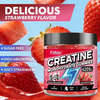 Creatine Monohydrate Gummies for Men & Women - 6205mg per Serving, Containing L-carnitine & Taurine, Post Workout Muscle Recovery, Strength & Energy Boost, Sugar Free & Vegan (60, Strawberry)