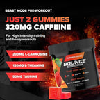 Bounce Pro Pre Beast Mode Workout Gummies with Caffeine, Beta-Alanine & L-Tyrosine for Energy, Focus & Training Intensity (70 Count (Pack of 1), Fruit Punch)
