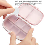 Cute Pill Organizer Small Bling Pill Case for Purse Medicine Vitamin Container Holder Daily Pill Box Container for Women Travel Medicine Kit(Letter A Pink)