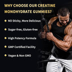 Creatine Monohydrate Gummies 5000mg for Men & Women - Sugar Free Pre-Workout Supplement, Chewables for Muscle Strength, Muscle Builder, Energy Boost, Mixed Berry Flavor, 120 Count