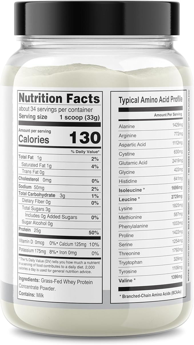 It's Just! - 100% Whey Protein Concentrate, Grass-Fed Pasture Raised, Made in Australia, RBST/rBGH Hormone Free, Premium WPC-80, No Added Flavors (Grass-Fed Unflavored, 2.5 Pound)