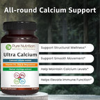 Pure Nutrition Ultra Calcium 1000mg with VIT D3 + K2 | 180 Tabs (90 X Pack of 2) | Calcium Supplement with Calcium Citrate Malate, VIT D3, K2, Moringa Oleifera, Magnesium and Zinc.