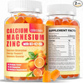 Calcium Magnesium Zinc Gummies with D3 &B6 &K2,1000mg Calcium Gummies with 300mg Magnesium Support Immune Energy for Adults and Teens,Sugar Free(120Count)