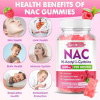 MEENCCD 2 Pack NAC Gummies, N Acetyl Cysteine 600mg NAC Supplement for Antioxidants & Immune Support, Sugar-Free, Raspberry Flavor, 120 Count