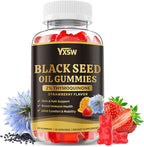 Black Seed Oil Gummies 500mg with Honey and 2% Thymoquinone, Nigella Sativa Seeds for Boost Immune Health, Joints, Digestion, Hair & Skin, Strawberry Flavor, 60 Count