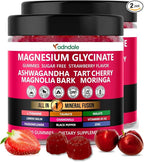 Adndale Magnesium Glycinate 400 mg Gummies with Ashwagandha, Magnesium Malate & Taurate, Tart Cherry, Magnolia Bark, Lemon Balm, Passionflower, Chamomile, L-Theanine, Zinc, Vitamin K2 & D3. 180CT