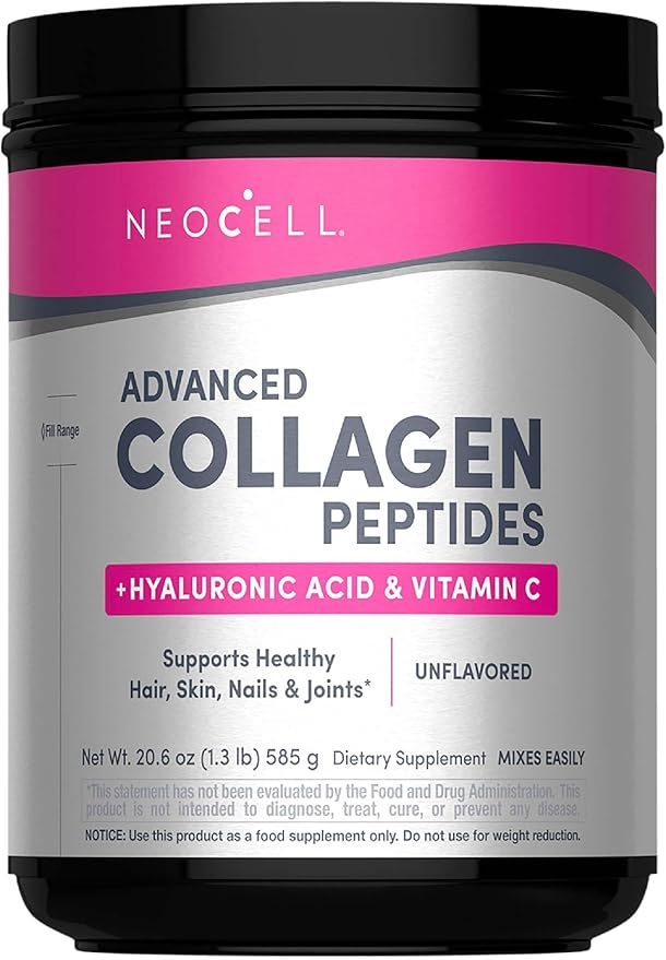 NeoCell Super Collagen Powder, Collagen Plus includes Vitamin C & Hyaluronic Acid, Promotes Healthy Hair, Beautiful Skin, & Nail Support, Collagen Type 1 & 3, 12g Collagen per Serving, 20.6 Oz