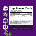 Pure Magnesium Glycinate Supplement 400mg Per Serving - Vegan High Absorption Chelated Magnesium Capsules for Women & Men with Elemental 400mg for Mood Sleep and Relaxation Support - 240 Count