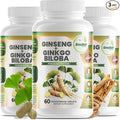 GreeNatr Ginko Biloba & Panax Ginseng Supplement - Red Ginseng Brain Supplement for Memory and Focus - Ginkgo Biloba Supplements for Good Vision, Immune System and Improved Blood Flow - 3 Bottles
