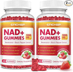 NAD+ Gummies, 1200mg Liposomal NAD Supplement for Women & Men with Trans-Resveratrol & Black Pepper Extract Anti-Aging Supplement, Brain & Cellular Mitochondrial Health - 120 Gummies Strawberry