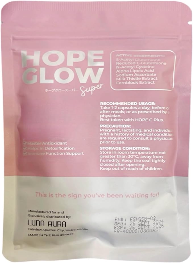Glowing Skin Super Combo: Luna Aura Hope Glow Super 700mg & Hope C
