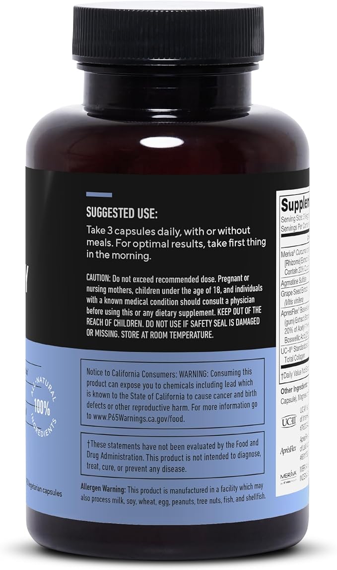 Legion Fortify Joint Support Supplement with UC-II Type II Collagen, Meriva Curcumin & Boswellia Serrata - Mobility, Flexibility & Comfort for Knee, Hip & Shoulder - 90 Capsules