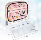 Serfeymi Weekly Travel Pill Organizer Pill Case for Purse with Removable 7 Day Pill Box, Fashionable Travel Medicine Organizer Pill Container for Medicine, Vitamin, Supplement - Pink 03