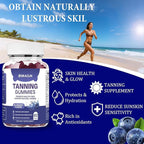 Tanning Gummies - Self Tan Supplement That Work Fast Without Sun - Daily Oral Chews with Beta Carotene Astaxanthin Lycopene & Vitamins for Skin Health Glow Up Sunless Tan - Vegan Sugar Free