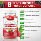 softbear Glucosamine Chondroitin Gummies, Sugar Free Glucosamine Chondroitin MSM Supplement with Elderberry Turmeric Supports Joint Health & Antioxidant, Raspberry Flavored 60 Count