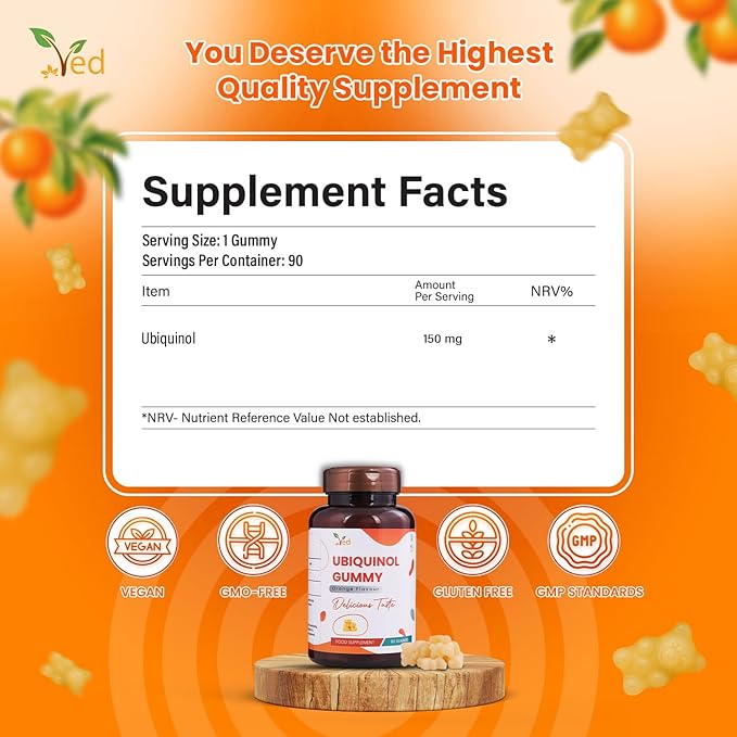 Ubiquinol Gummy 150 mg, 90 Counts, High Absorption/Enhanced boiactivity CoQ10.