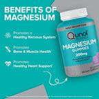 Qunol Magnesium Gummies for Adults, 200mg Elemental Magnesium (from 1,750mg Magnesium Citrate), High Absorption Magnesium Supplement, Supports Nerve, Bone and Muscle Health, Vegetarian, 90 Count