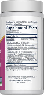 Renew Life Probiotics for Women, 25 Billion CFU Guaranteed, Probiotic Supplement for Digestive, Vaginal & Immune Health, Shelf Stable, Soy, Dairy & Gluten Free, 30 Capsules