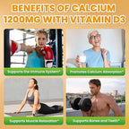 Calcium Citrate Gummies - 1200mg Calcium Gummies Supplements for Women & Men with Vitamin D3, K2, Magnesium, Zinc High Absorption for Bone, Muscle & Immune Support, Pineapple Flavor, 60 Count