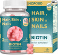 Hair Skin and Nails Biotin Gummies, Supports Healthy Hair, Skin & Nails, Vegan Vitamins for Women & Men, Supports Hair Growth and Stronger Nails, Healthy Skin, 30 Day Supply