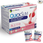 Quick Slim Meal Replacement Shake for Weight Loss, 30 Servings, Complete Meal Replacement Powder, Low Carb Diet Shakes for Women & Men, 20g Protein, 27 Vit & Min, Fiber, Gluten Free (Strawberry Cream)