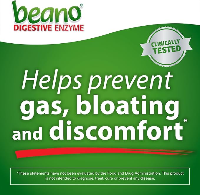 Beano Digestive Enzyme, Preventive Gas Relief for Adults, Helps Prevent Gas & Bloating, 150 Tablets