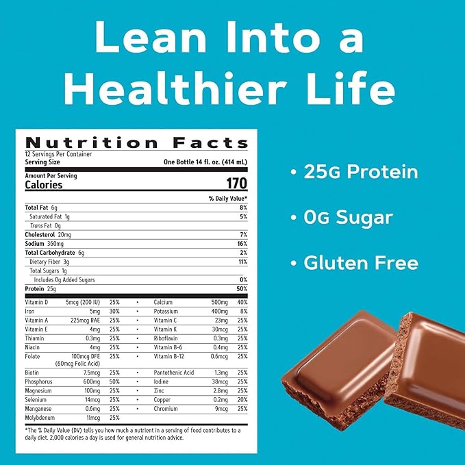 GNC Total Lean Lean Shake 25 - Swiss Chocolate - 12 Bottles