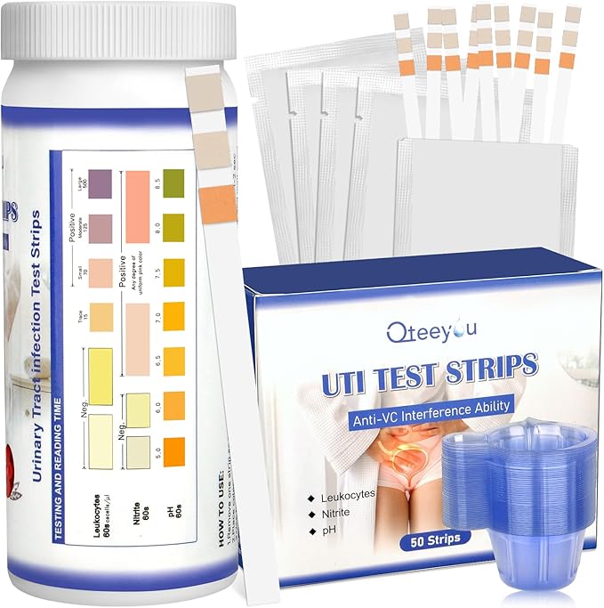 3-in-1 UTI Test Strips, Full Panel Urinary Tract Infection Test Kit at Home for Women Men Kids, Detection with Accurate Leukocytes, Nitrite, and PH Readings, Simple at-Home Urine Test Strips, 50ct