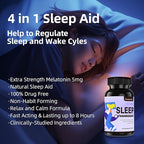 4 in 1 Sleep Aid for Adults, Melatonin 6mg with Rhodiola Rosea, GABA 250 mg, L Theanine 250mg, Relaxation and Sleep Supplement, 60 Capsules
