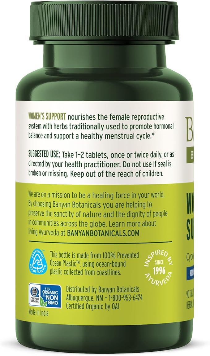 Banyan Botanicals Organic Women’s Support – Female Reproductive Vitality & Cycle Support – Herbal Tablets for Menstrual Comfort & Rejuvenating Tissue Nourishment – 90 Tablets – USDA Organic