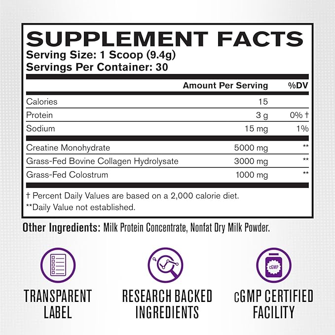 Jacked Factory Creatine for Women - Creatine Monohydrate with Collagen + Colostrum to Support Workout Performance, Lean Muscle Growth, Healthy Hair, Skin, & Nails - 30 Servings, Raspberry Lemonade