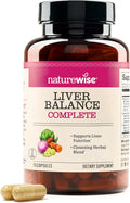 NatureWise Liver Balance Detox Supplement - Triple Repair Formula with Milk Thistle, Dandelion, Turmeric, Artichoke, Reishi Mushroom & Kudzu, - Vegan - 120 Capsules[60-Day Supply]