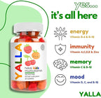 YALLA Halal Vitamins for Kids, Halal Kids Multivitamin Gummies, 45-90 Day Supply, Essential Vitamins with C, D3, Zinc for Immunity, B6 B12 for Energy, ISA Certified, Gelatin Free