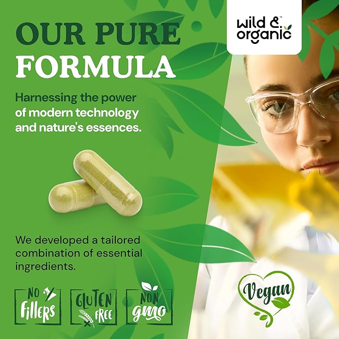 Wild & Organic Lung Cleanse Capsules - Lung Support Supplement with Mullein Leaf, Stinging Nettle, Angelica & Korean Panax Ginseng Powder - Vegan, No Fillers, Non-GMO - 90 Count